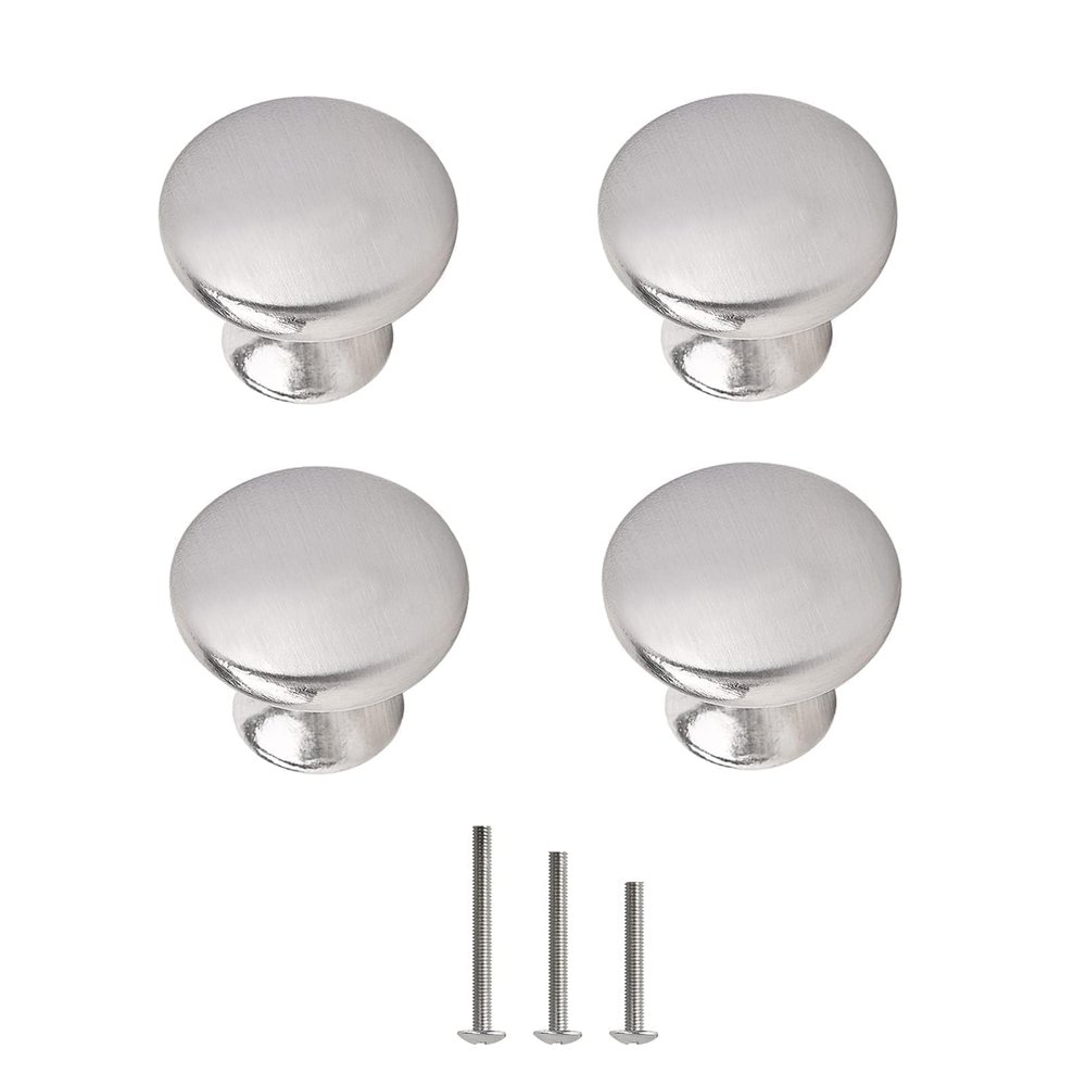 OctinPris Round Mushroom Cabinet Knobs, Brushed Nickel, 30 mm, 4-Piece