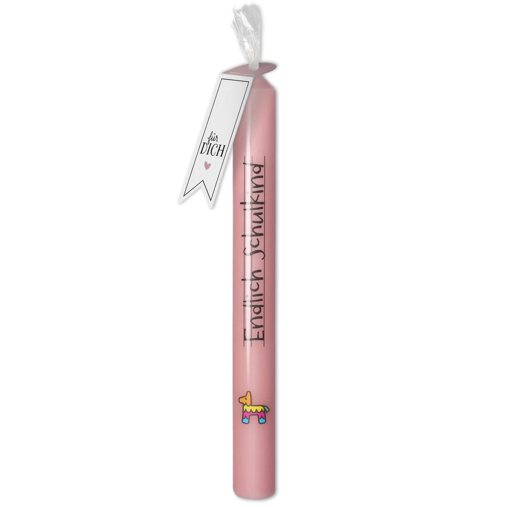 Goodtimes Taper Candle "Finally a Schoolchild" Pink