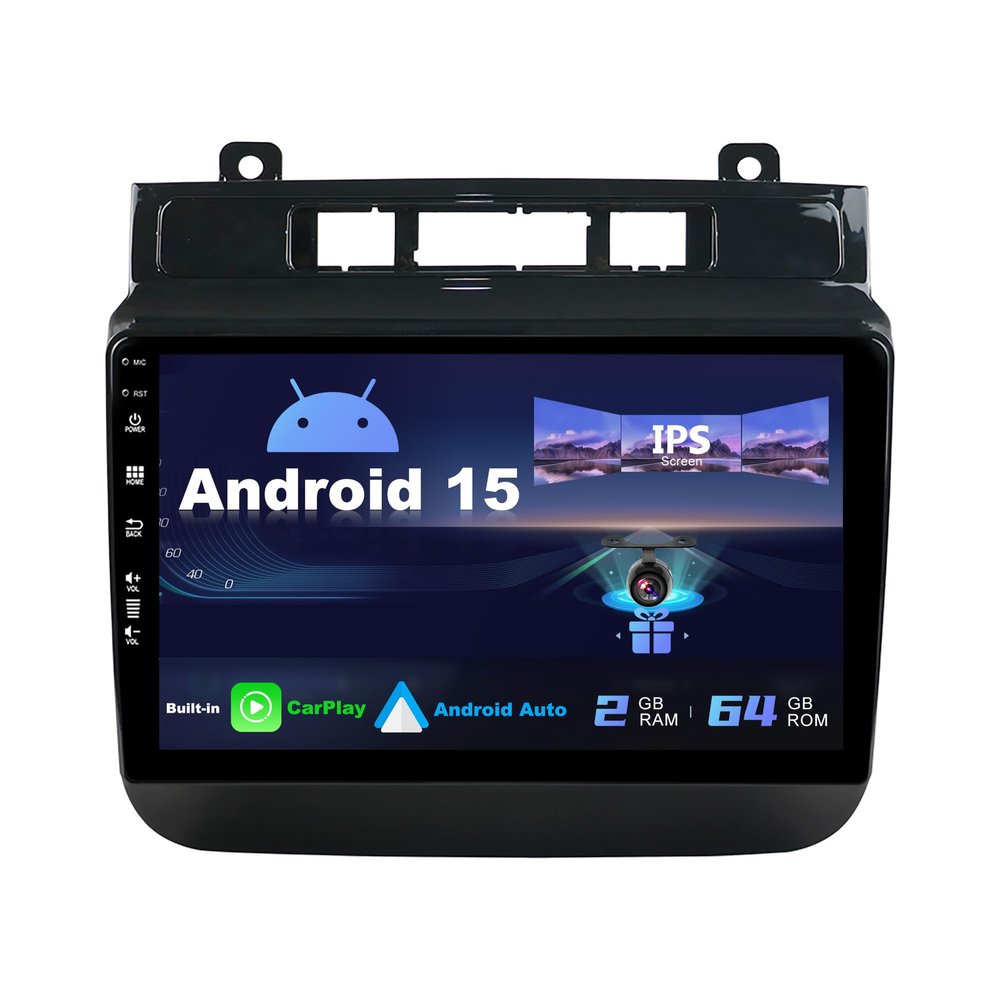 SXAUTO 9-Inch Android 15 Car Stereo for VW Touareg FL NF (2011–2017), CarPlay/Android Auto, Free Backup Camera, 2GB+64GB