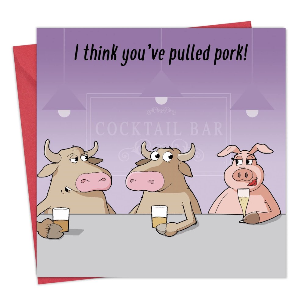 Twizler Funny Pulled Pork Birthday Card, Blank Inside