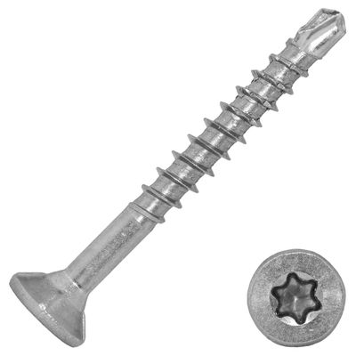 Techtanium Stainless Steel A2 Chipboard Screws 6 x 70/42 mm with Drill Point (2 pcs.) | Universal Wood Screws