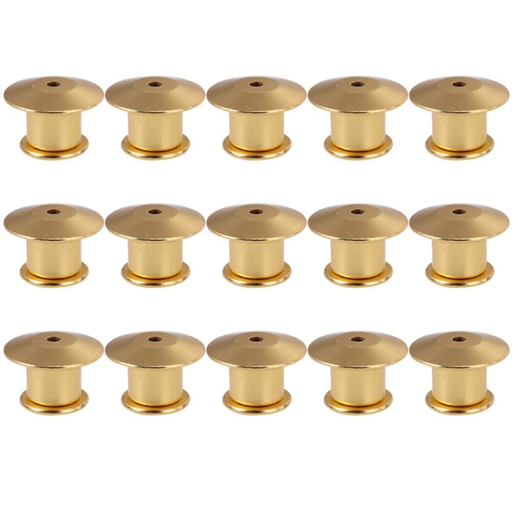Sudemota 15-Piece Pin Backs, Metal Locking Clasps, Gold