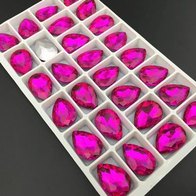 40 Rose-Red Pear-Shaped Point-Back Rhinestones, 4 x 6 mm