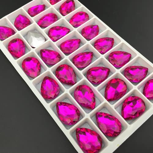 40 Rose-Red Pear-Shaped Point-Back Rhinestones, 4 x 6 mm