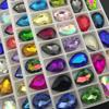 40 Rose-Red Pear-Shaped Point-Back Rhinestones, 4 x 6 mm view 2