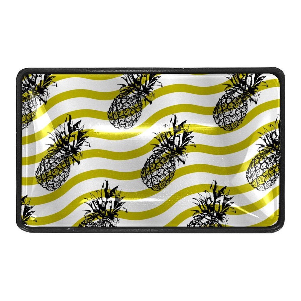 Pineapple Ananas Yellow White Wavy-Pattern Cabinet Handles, 4-Pack