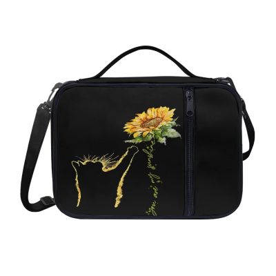 HUIACONG Bible Cover with Sunflower Cat Design, Black, Zippered Bible Bag