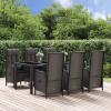 Yolola 7-Piece Garden Dining Set, PE Rattan, Black view 1