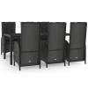 Yolola 7-Piece Garden Dining Set, PE Rattan, Black view 2