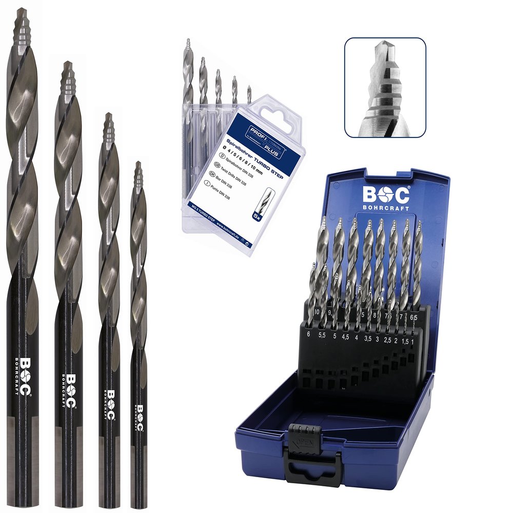 HSS G TURBO STEP P-PLUS Step Drill for Iron, Steel, Plexiglass and Wood, 5.0 mm
