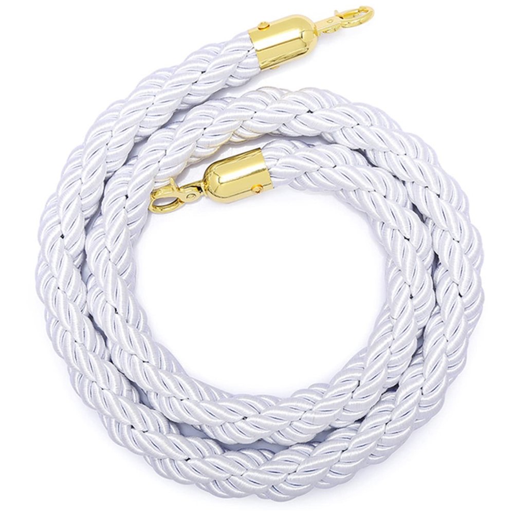 Twisted Queue Barrier Rope with Gold Carabiner Hooks