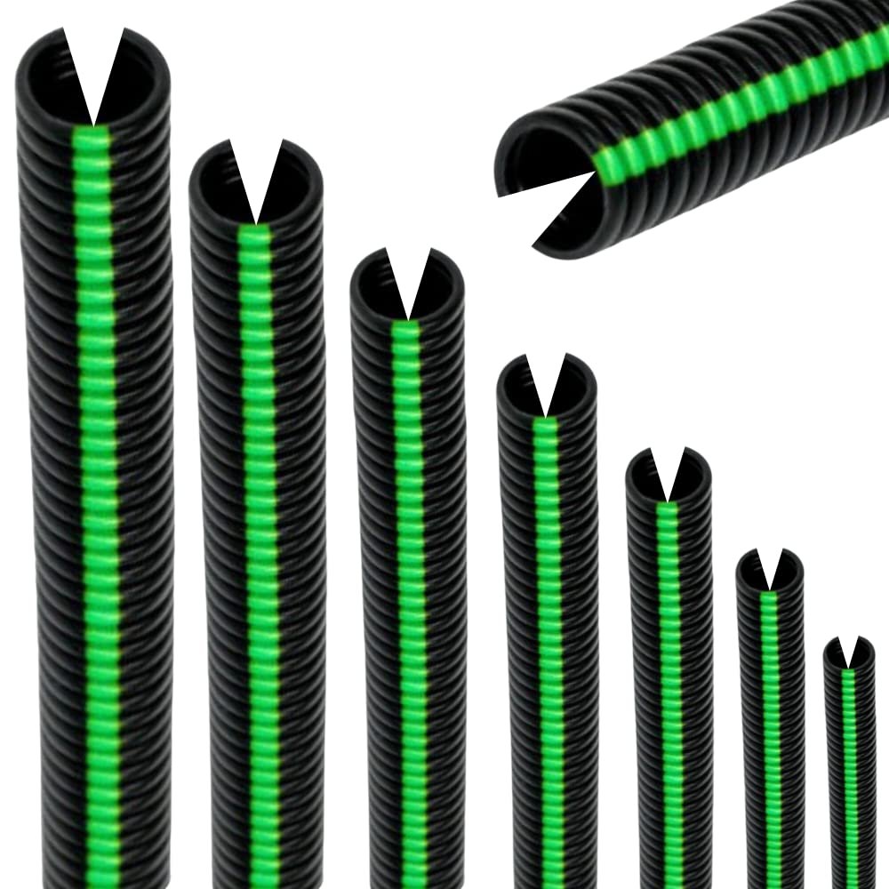 Slit Corrugated Cable Conduit, Automotive Protective Hose, 21 mm ID / 25 mm OD, 25 m