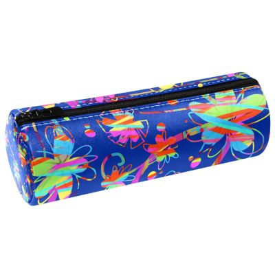 Vintage Floral Leather Barrel Pencil Case, Coin Purse and Makeup Bag