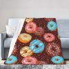 Lsjuee Glaze Donuts and Sprinkles Fleece Throw Blanket, Ultra-Soft Cozy Microfleece Blanket for Sofa, Couch, Bed, Camping, Travel and Car, All Seasons, 60 x 50 cm view 1