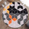 Highdi Modern Geometric Round Rug, Non-Slip, Washable, Marble Pattern, Orange Square, 100 cm view 1