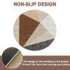 Highdi Modern Geometric Round Rug, Non-Slip, Washable, Marble Pattern, Orange Square, 100 cm view 3