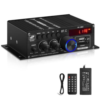 AK-380 Bluetooth 5.0 Hi-Fi Amplifier, 2.0-Channel, 40W x 2