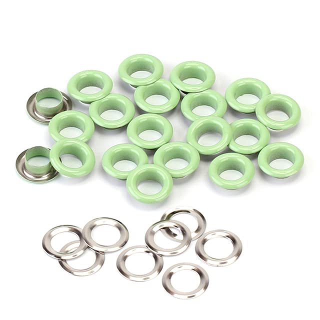 50 Sets DIY Decorative Metal Eyelets with Washers, Light Green, 4 mm Inner Diameter
