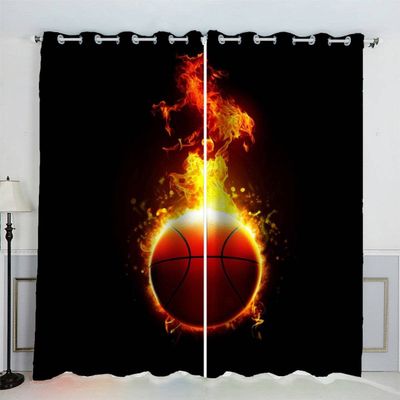VASENA Basketball on Fire Blackout Curtains, 2-Piece Set, 234 x 137 cm