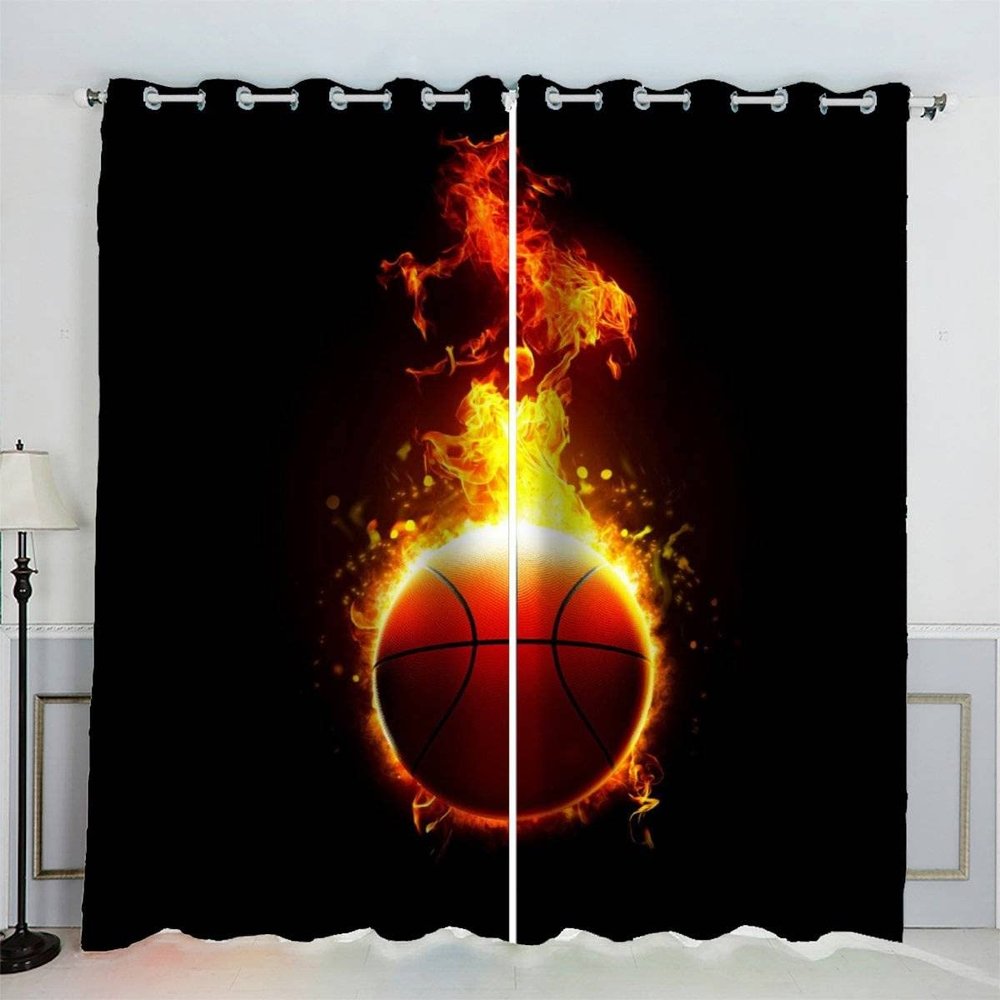 VASENA Basketball on Fire Blackout Curtains, 2-Piece Set, 234 x 137 cm