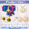 Haull 7-Piece Hippie Costume Set for Women, 1960s and 1970s Boho Outfit, Flared Pants, Fringe Vest, Peace Sign Accessories, Multicolor, S view 2