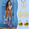 Haull 7-Piece Hippie Costume Set for Women, 1960s and 1970s Boho Outfit, Flared Pants, Fringe Vest, Peace Sign Accessories, Multicolor, S view 4