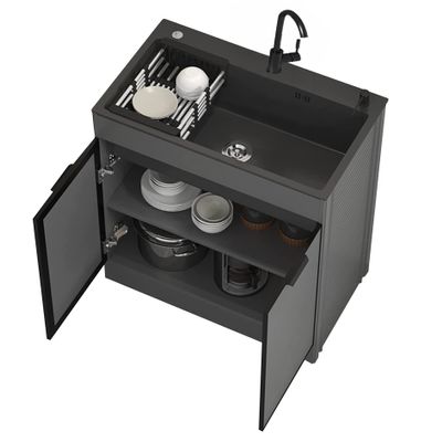 Single-Basin Stainless Steel Sink Cabinet with Faucet