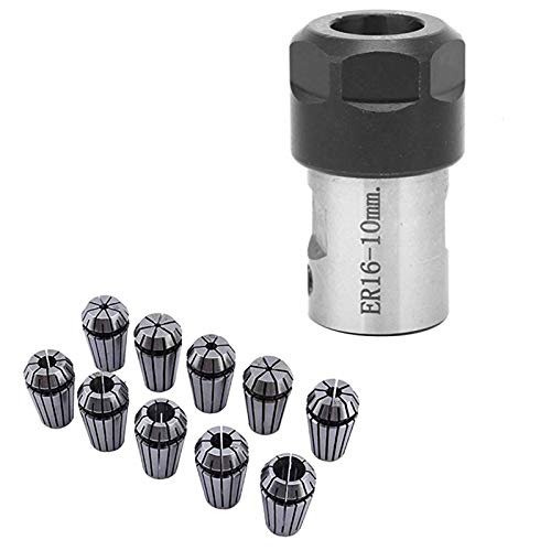 Oikabio 10-Piece ER16 Collet Chuck and Spindle Extension Rod Holder, 10 mm Inner Diameter