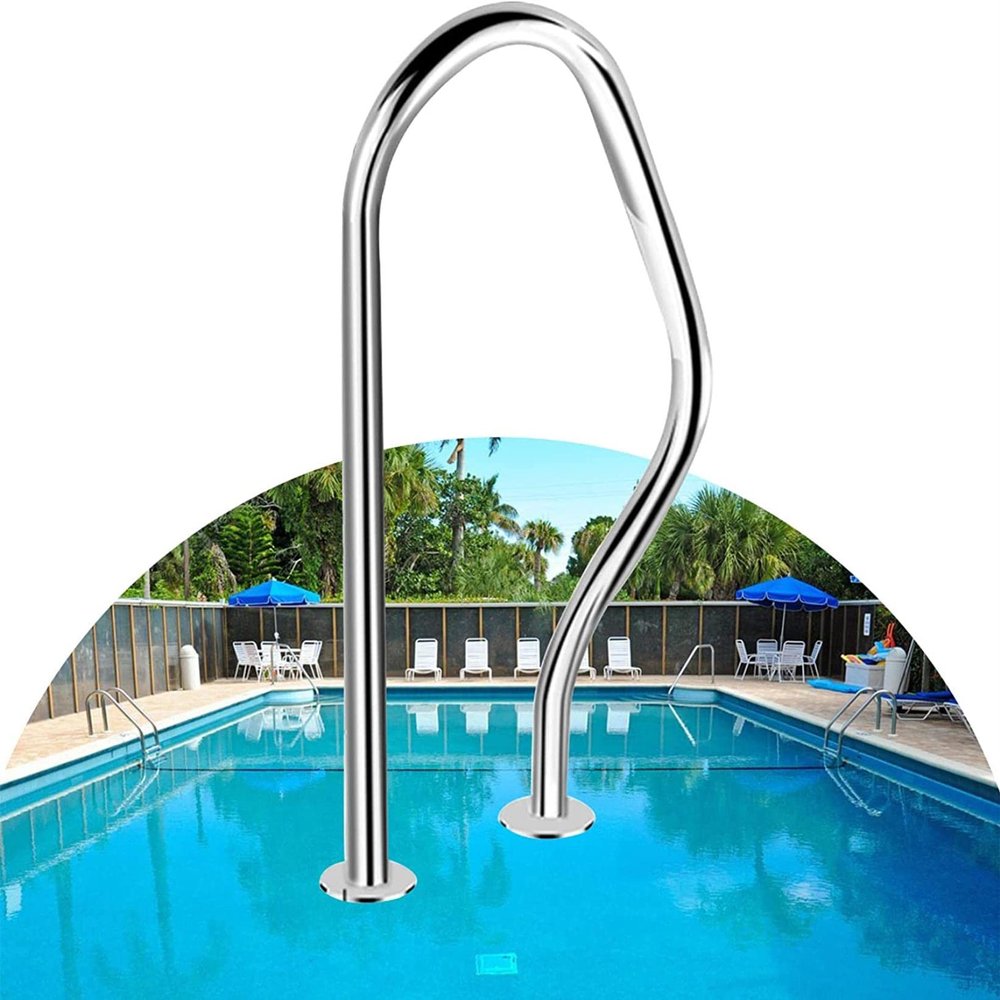 GOODBZ 304 Stainless Steel Pool Safety Handrail with Flange, Quick Installation