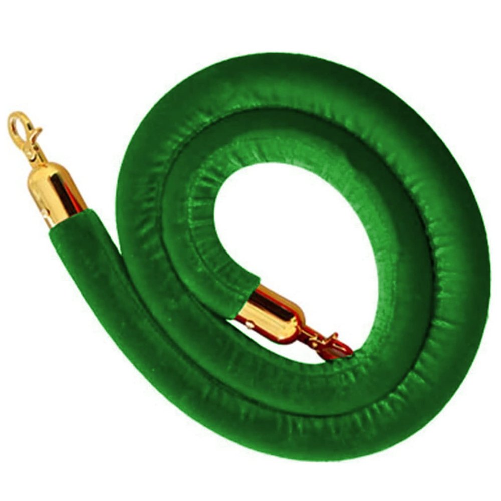 Velvet Crowd Control Rope for VIP Stanchions, Green, 2.7 m