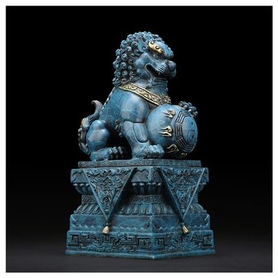 Pure Copper Lion Statue, 16/24 cm Brass Chinese-Style Majestic Mascot Sculpture for Home Decor