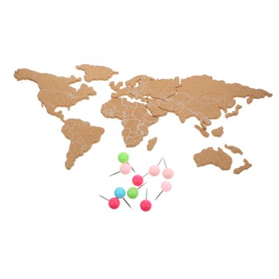 Set of 1 Self-Adhesive Corkboard World Map for Wall Decor