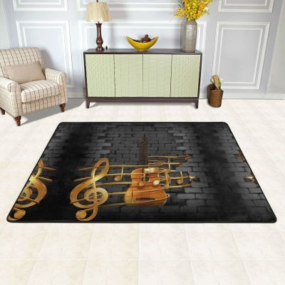 Music Note Guitar Area Rug, Non-Slip Play Mat, Ultra-Soft Indoor Carpet