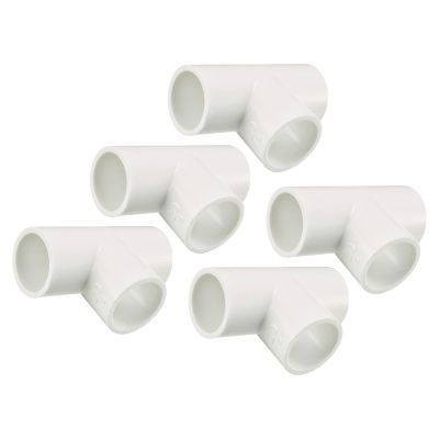 QUARKZMAN 20mm Slip Tee PVC Pipe Fittings, 5-Pack, White