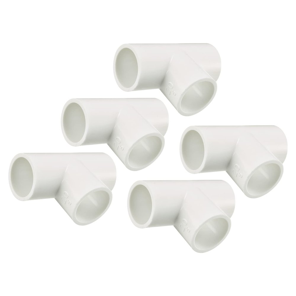 QUARKZMAN 20mm Slip Tee PVC Pipe Fittings, 5-Pack, White