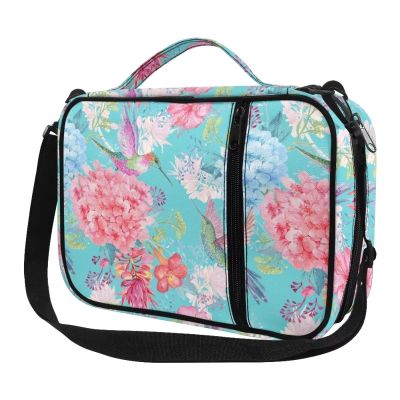 Showudesigns Hummingbird Flower Women's Bible Cover for Girls, Portable Church Bag, Blue