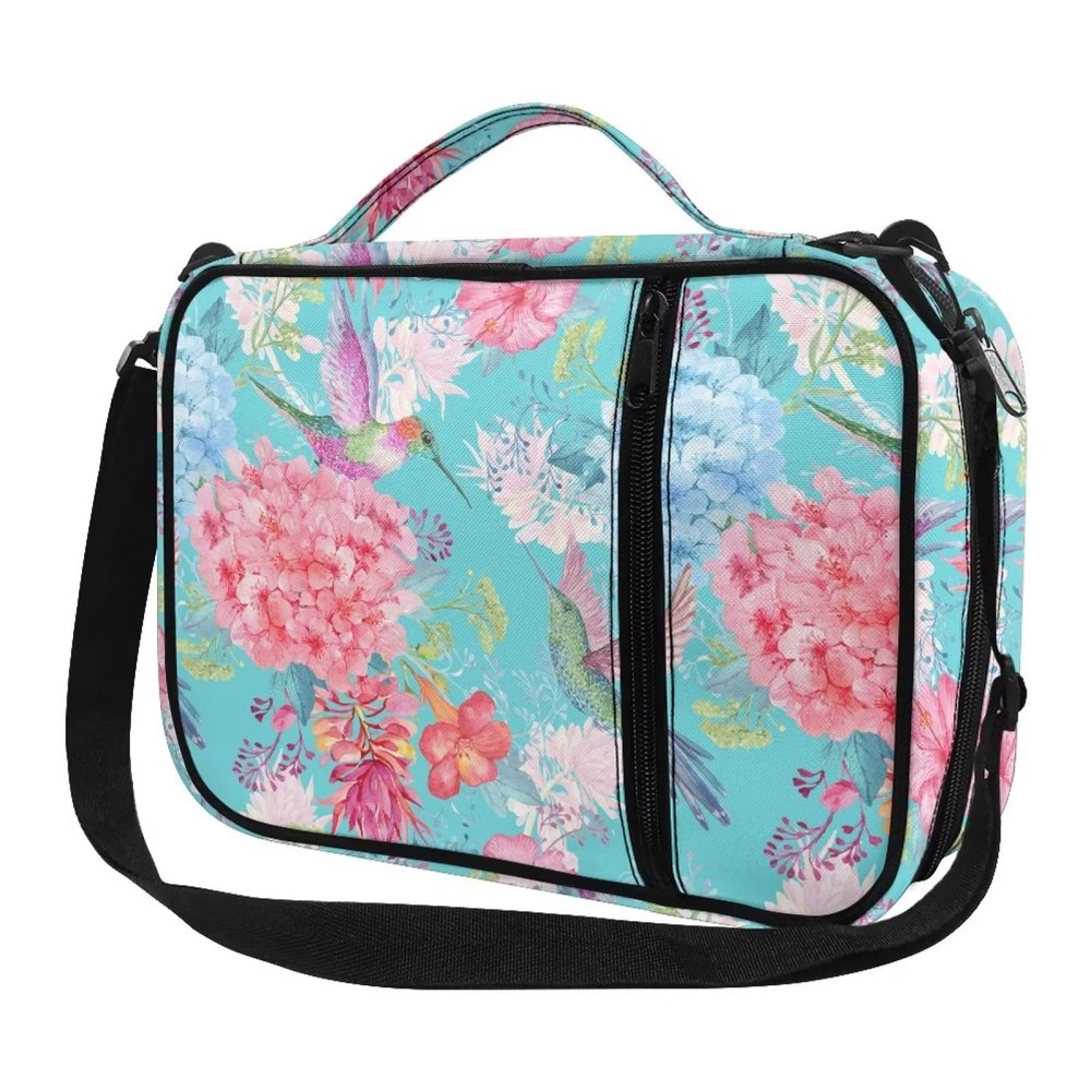 Showudesigns Hummingbird Flower Women's Bible Cover for Girls, Portable Church Bag, Blue