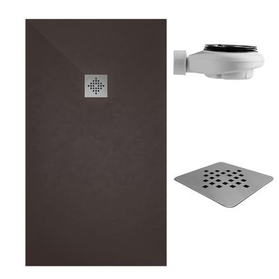 SoulHome Resin Shower Tray 110 x 100 cm, Chocolate Brown