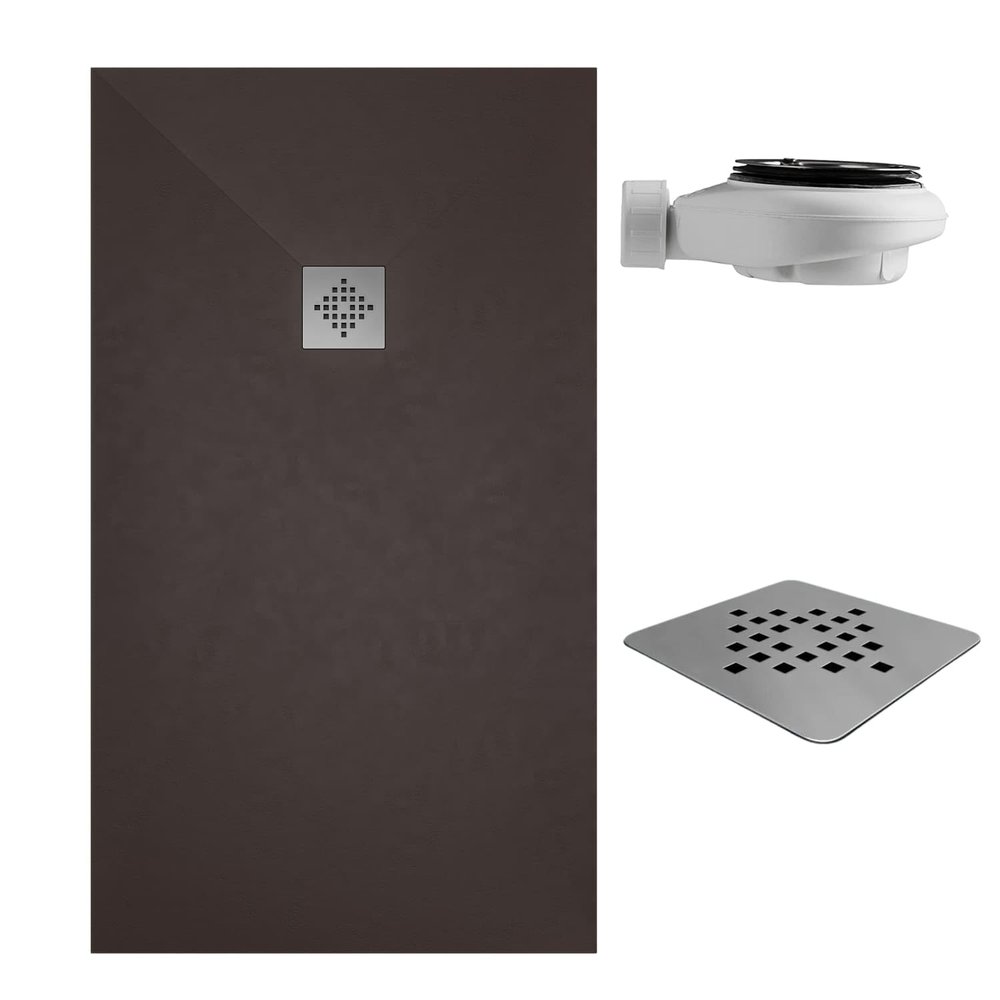 SoulHome Resin Shower Tray 110 x 100 cm, Chocolate Brown