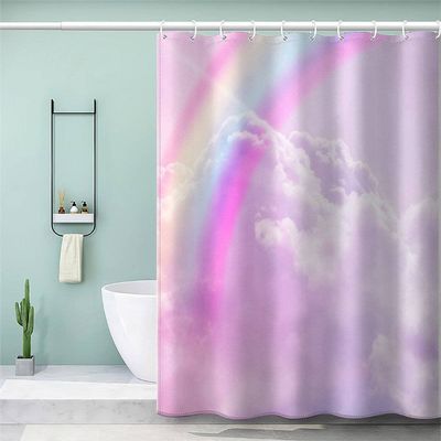 VASENA Mold-Resistant Shower Curtain, 240 x 200 cm, 3D Rainbow Pink