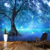 3D Photo Wallpaper for Bedroom and Living Room, Fireflies Among Blue Fantasy Trees, Self-Adhesive Removable Wall Mural, 400 x 280 cm view 1