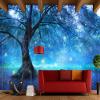 3D Photo Wallpaper for Bedroom and Living Room, Fireflies Among Blue Fantasy Trees, Self-Adhesive Removable Wall Mural, 400 x 280 cm view 4