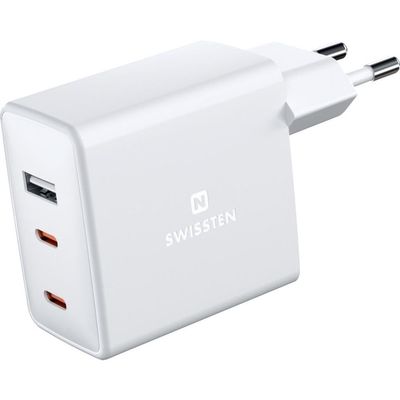 Swissten GaN Travel Charger, 2 x USB-C/USB, 70 W