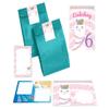 12 Llama Invitations for a Girl’s 6th Birthday, with Envelopes, Party Bags, Stickers, Notepads & Battleship Game view 1