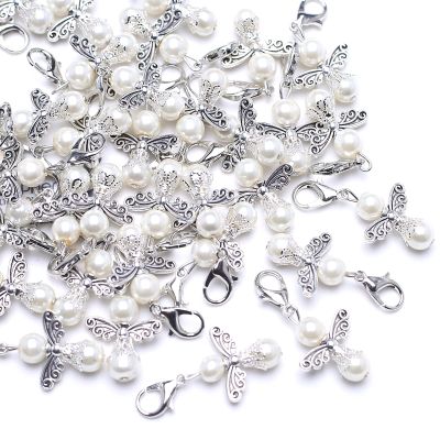 YIEUR 40 Small Silver Guardian Angel Charms, 4 cm, Wedding & Baptism Guest Favors (2-Silver)