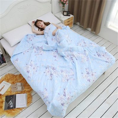 DAMEGA Blue Floral Quilted Bedspread for Single and Double Beds