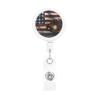 American Flag Baseball Print Retractable ID Badge Reel view 1