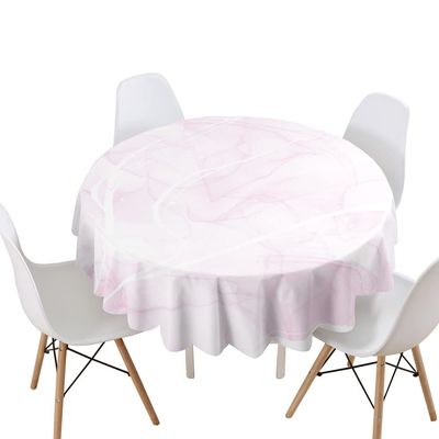 Lukery Round Washable Outdoor Tablecloth, 3D Marble Print, Pink, 55 in Diameter