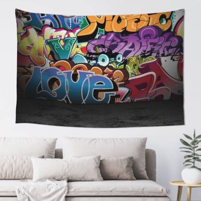 Lsjuee Graffiti Hip-Hop Tapestry for Bedroom, Dorm or Living Room, with Hanging Accessories, 40 x 60 in