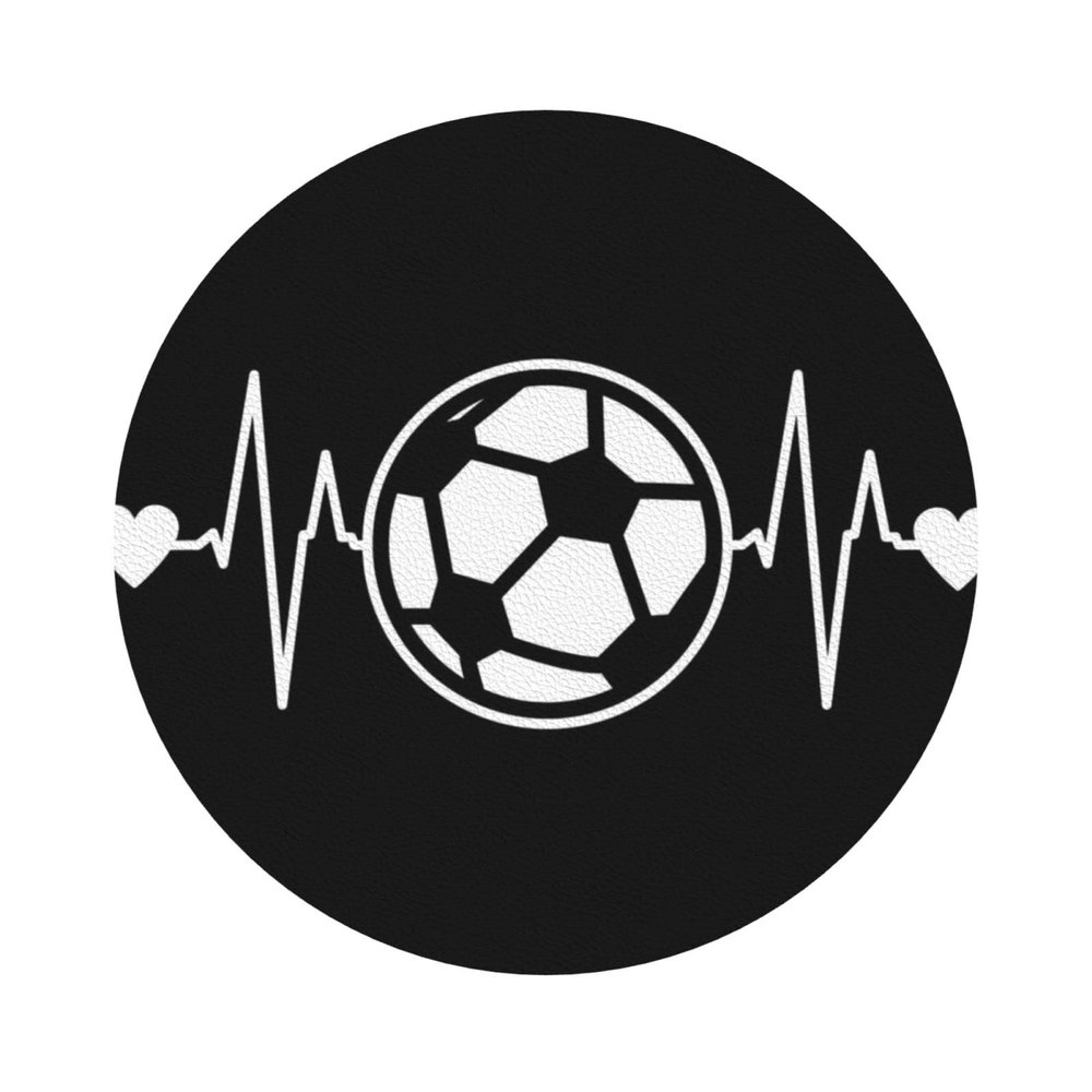 I Love Soccer Leather Coaster Set
